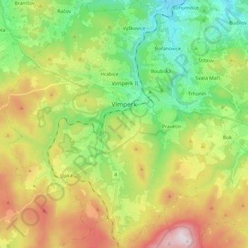 Vimperk topographic map, elevation, terrain