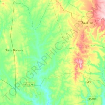 Santanópolis topographic map, elevation, terrain