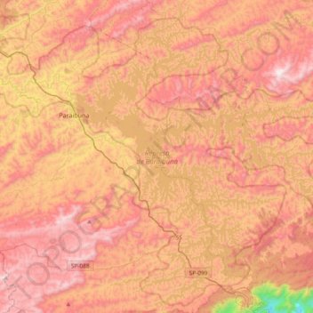 Represa de Paraibuna topographic map, elevation, terrain