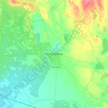Pedro Muñoz topographic map, elevation, terrain