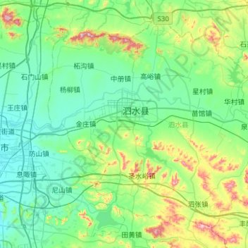 Sishui County topographic map, elevation, terrain