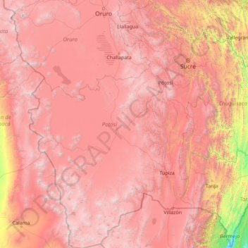 Potosí topographic map, elevation, terrain