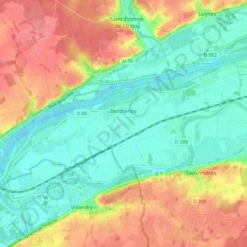 Berthenay topographic map, elevation, terrain