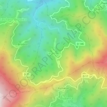 Carpineto topographic map, elevation, terrain