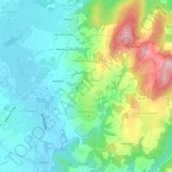 Windberg topographic map, elevation, terrain