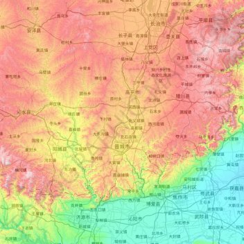 Jincheng topographic map, elevation, terrain