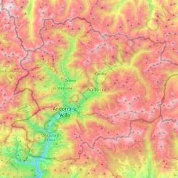 Andorra topographic map, elevation, terrain