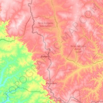 Paranhos topographic map, elevation, terrain