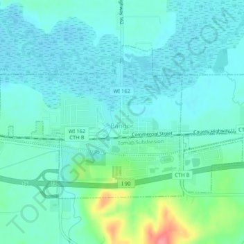 Bangor topographic map, elevation, terrain