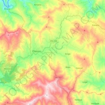 Oleiros topographic map, elevation, terrain