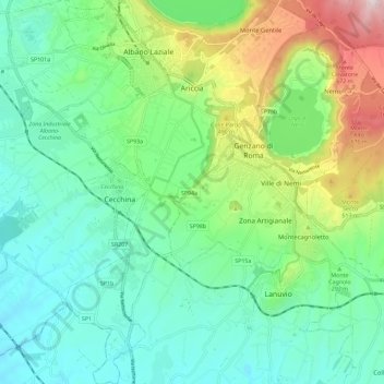 Ariccia topographic map, elevation, terrain
