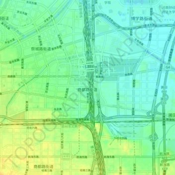 商都路街道 topographic map, elevation, terrain