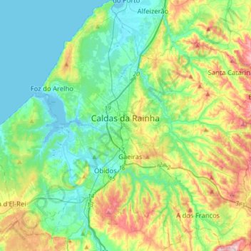 Caldas da Rainha topographic map, elevation, terrain