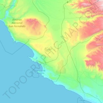 Marcona topographic map, elevation, terrain