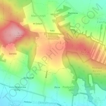 Widoma topographic map, elevation, terrain