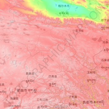 Yushu topographic map, elevation, terrain