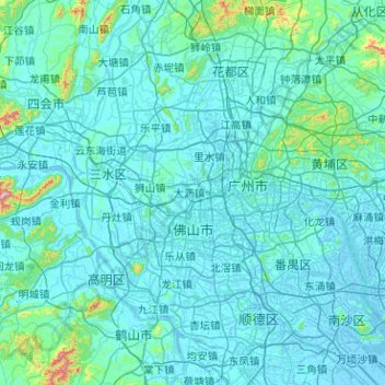 Foshan City topographic map, elevation, terrain