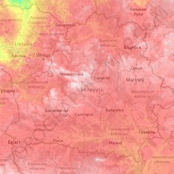 Belarus topographic map, elevation, terrain