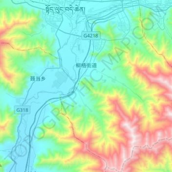 Niu Subdistrict topographic map, elevation, terrain