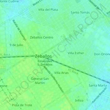 Zeballos topographic map, elevation, terrain
