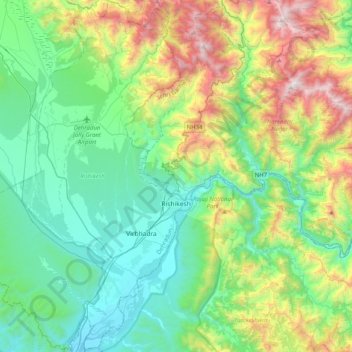 Rishikesh topographic map, elevation, terrain