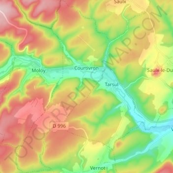 Courtivron topographic map, elevation, terrain