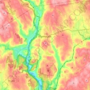 Plymouth topographic map, elevation, terrain