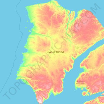 Banks Island topographic map, elevation, terrain