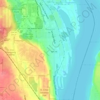 Bayport topographic map, elevation, terrain