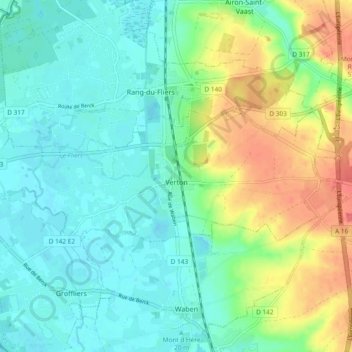 Verton topographic map, elevation, terrain