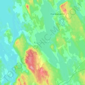 Kuuhankavesi topographic map, elevation, terrain