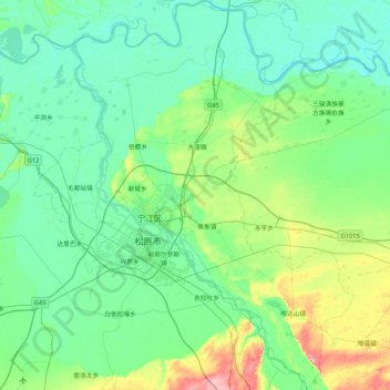 宁江区 topographic map, elevation, terrain