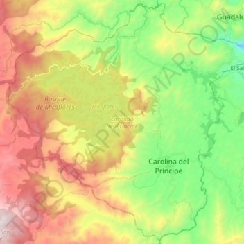 Carolina del Príncipe topographic map, elevation, terrain