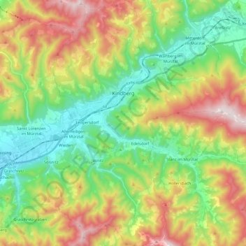 Kindberg topographic map, elevation, terrain