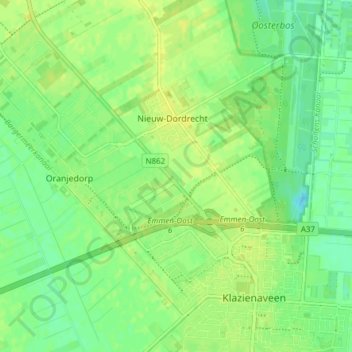 Nieuw-Dordrecht topographic map, elevation, terrain