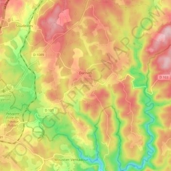 Darnets topographic map, elevation, terrain