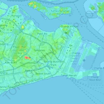 East Region topographic map, elevation, terrain