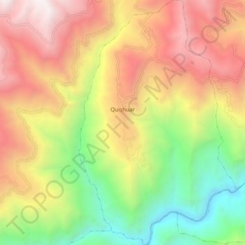 Quishuar topographic map, elevation, terrain