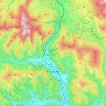 Friesach topographic map, elevation, terrain