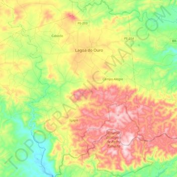 Lagoa do Ouro topographic map, elevation, terrain
