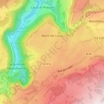 Mont-de-Laval topographic map, elevation, terrain