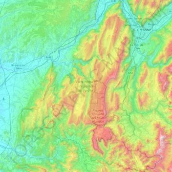 Parc naturel régional du Vercors topographic map, elevation, terrain