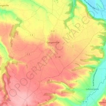 Garganvillar topographic map, elevation, terrain