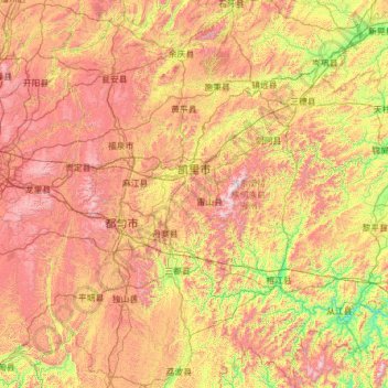 Qiandongnan topographic map, elevation, terrain