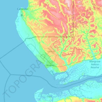 Moanda topographic map, elevation, terrain