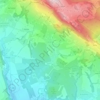 Tatobity topographic map, elevation, terrain