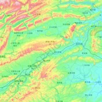 Cili County topographic map, elevation, terrain