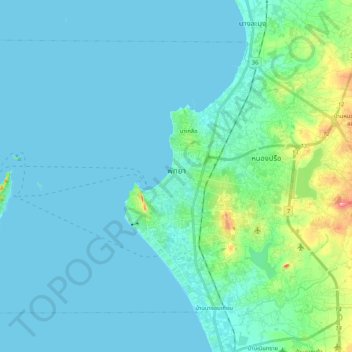 Pattaya City topographic map, elevation, terrain