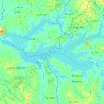 Lake Kyoga topographic map, elevation, terrain