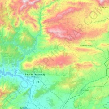 Dulkadiroğlu topographic map, elevation, terrain